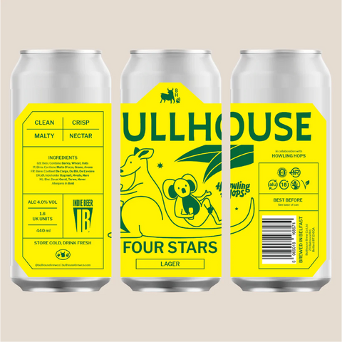 Bullhouse Brew Co x Howling Hops - Four Stars, Lager, 4%